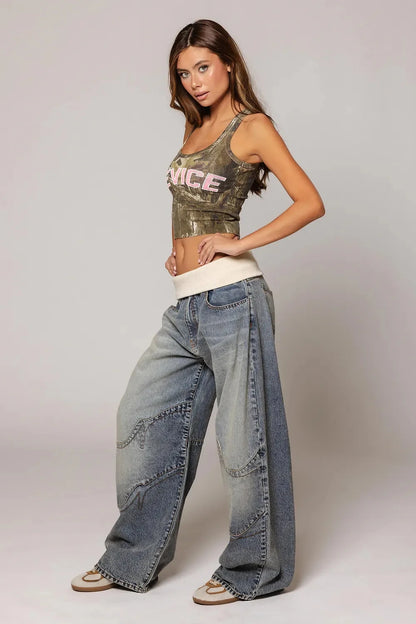 Vintage Blue Fold-Over Jeans™